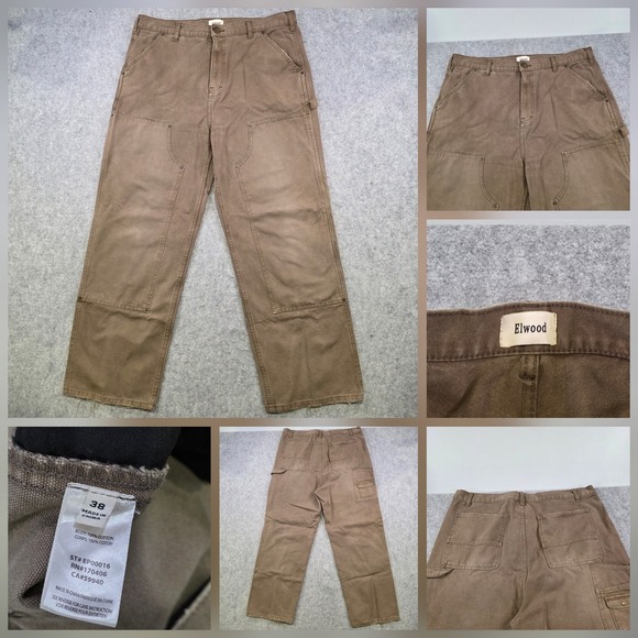 Elwood Other - Elwood Pants Men 38x32 Brown Canvas Carpenter Double Knee Front Workwear Utility